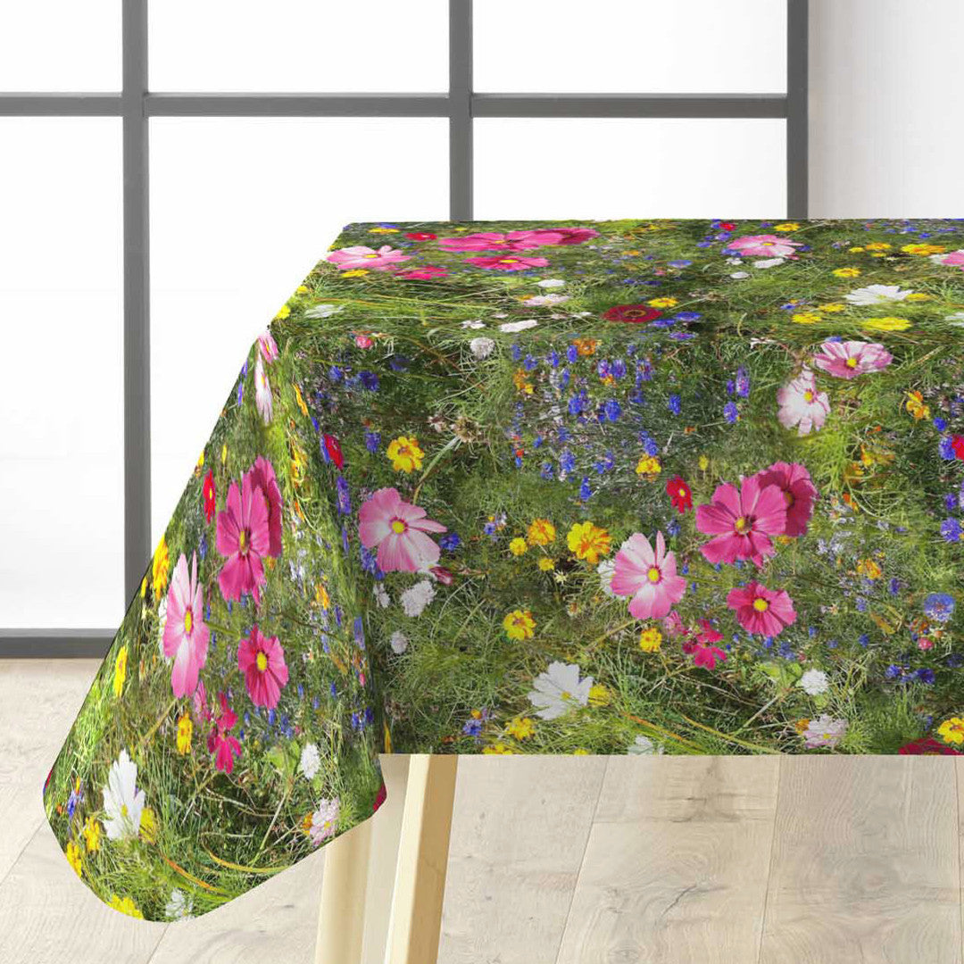 Vilde blomster - Voksdug med farverige blomster på bord