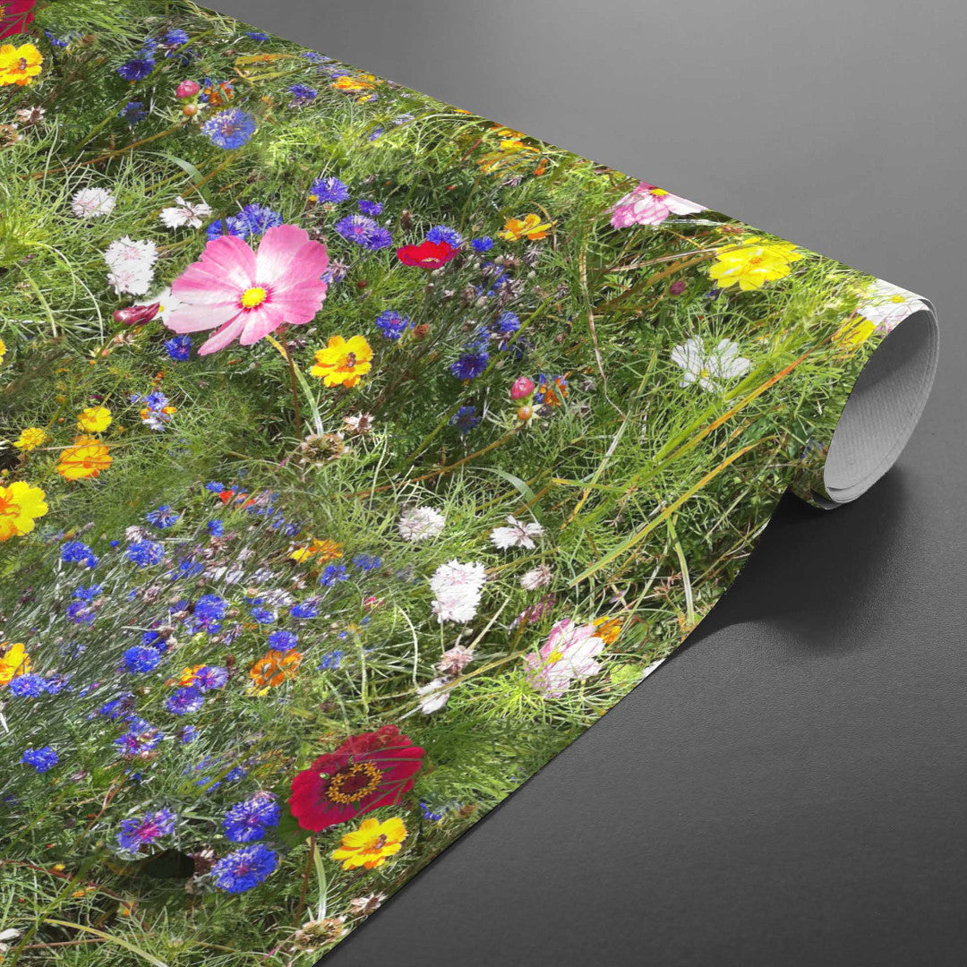 Vilde blomster - Oprullet voksdug med farverige blomster