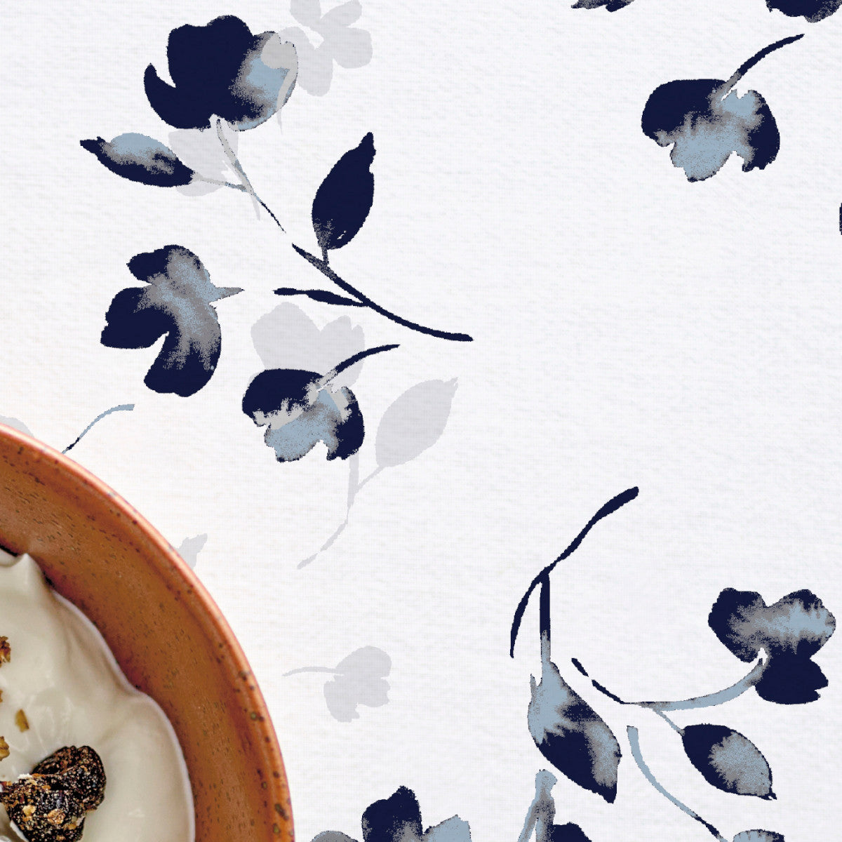 Nærbillede - Cherry Blossom Grey - Sødahl akryldug med kirsebærblomstermotiv