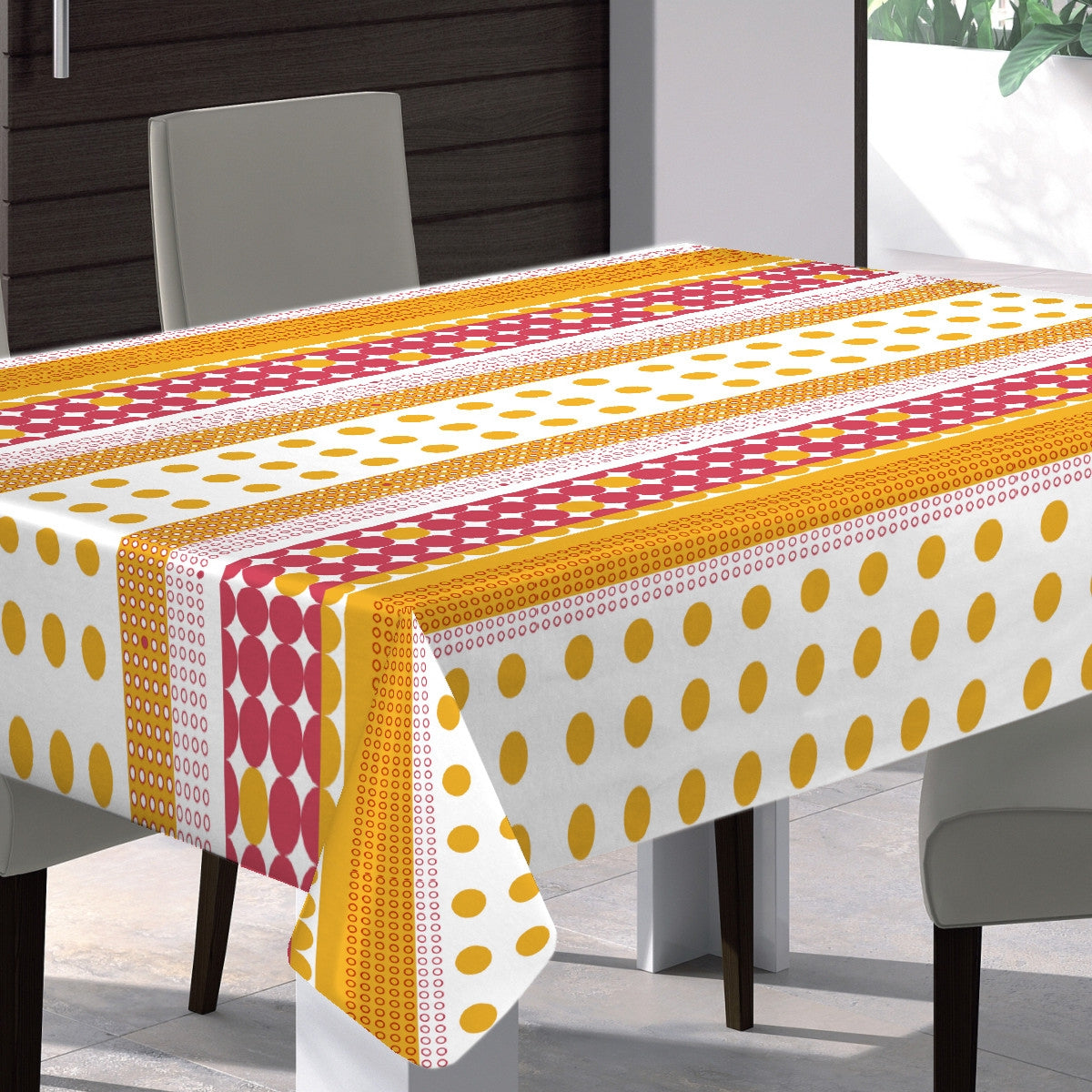 LÆNGDE: 2,8 m - Chicago Coral, voksdug med prikker i strib