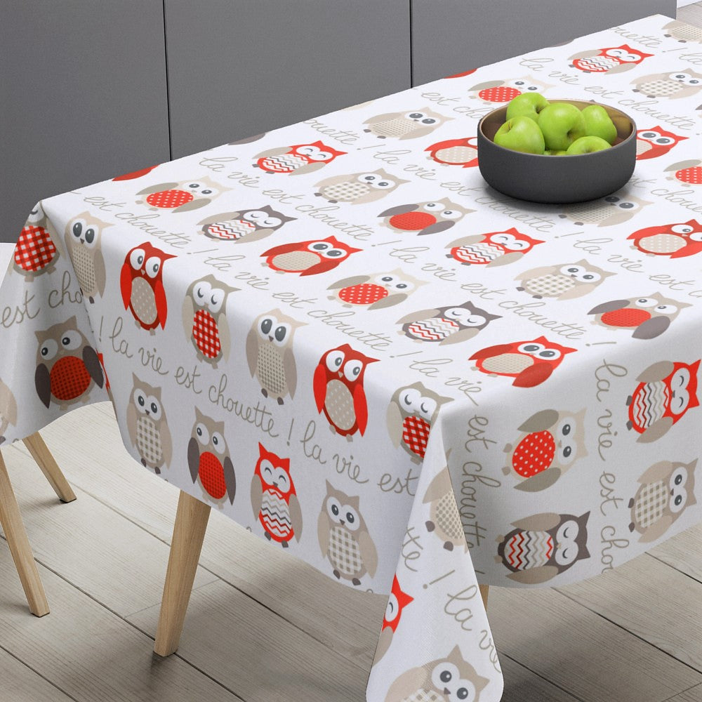 Chouette Rød - Voksdug med søde ugler