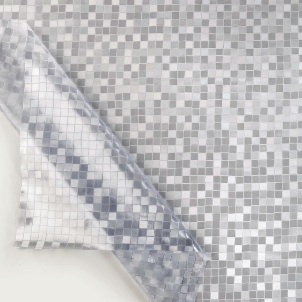 Clear & Frosted Check, mat og gennemsigtig voksdug med præget tern