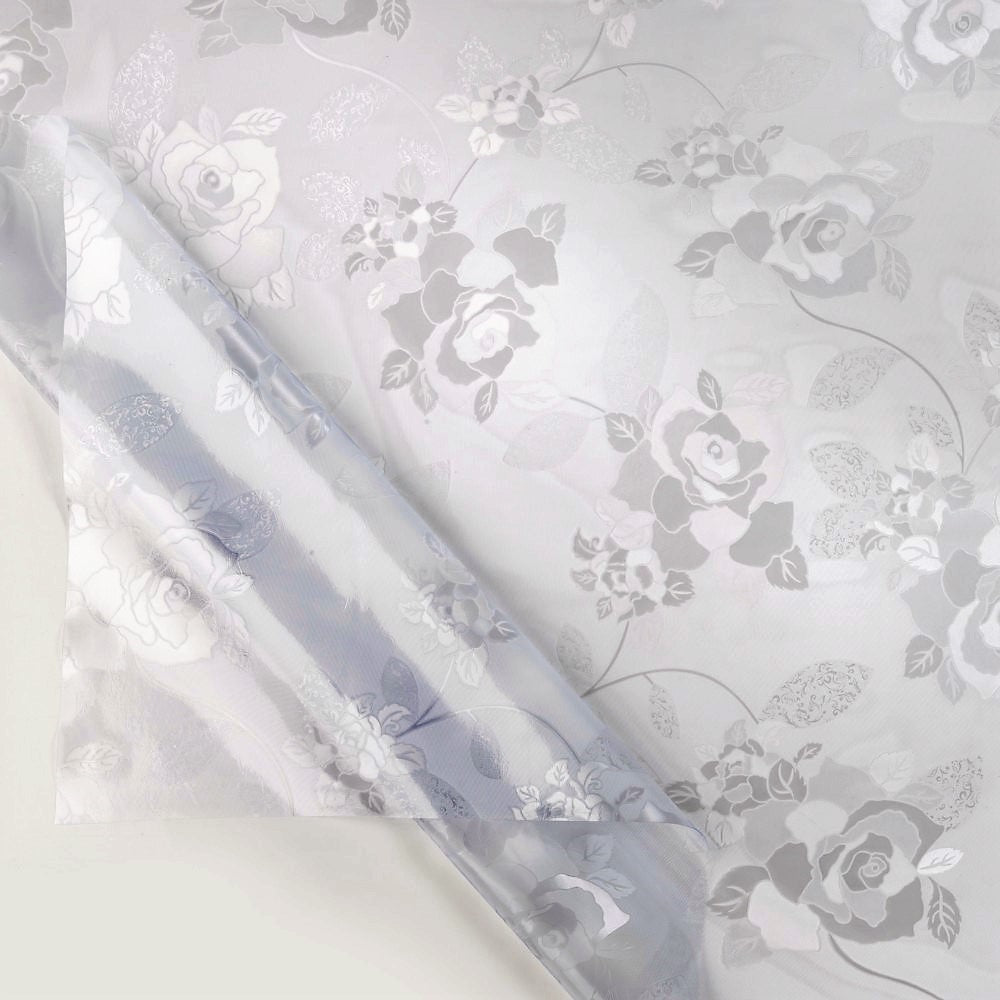 Clear & Frosted Flowers, klar og mat voksdug med præget blomster