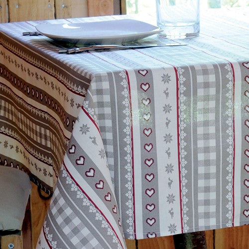 Akryldug med julestriber - 155 cm bred.