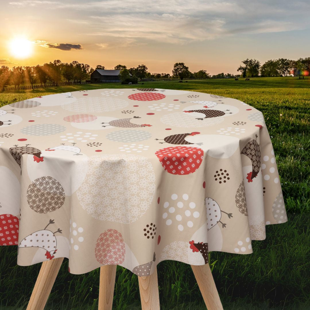 Cocotine Textilia - Rund ekstra blød voksdug med sjove høns