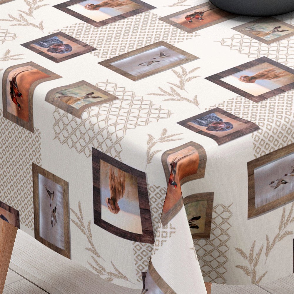 Colvert - Voksdug med jagtmotiver, gråænder, jagthunde, harer og fasaner