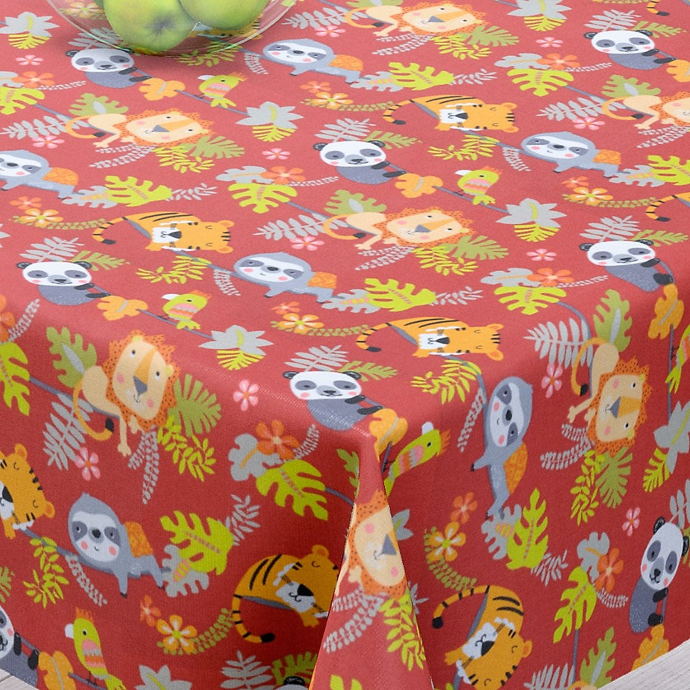 Cool Terracotta - Akryldug med søde små dyr - 155 cm bred