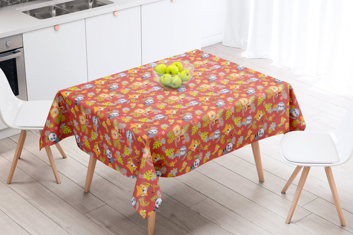 Cool Terracotta - Akryldug med søde små dyr - 155 cm bred