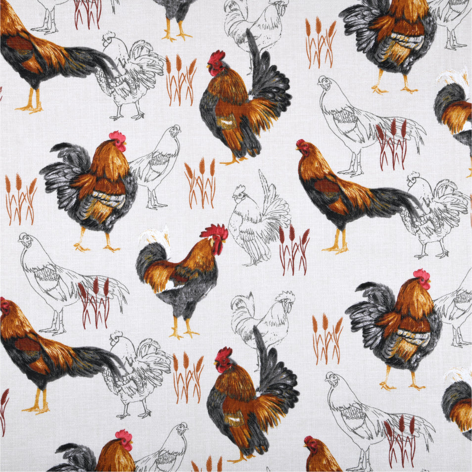 Akryldug med hønse motiv 155 cm bred