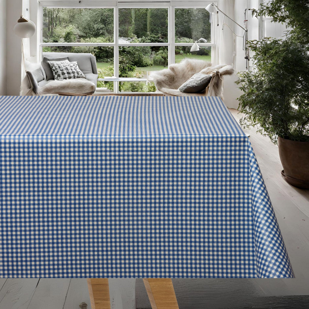 Cuddy Blå og Hvid ternet - Akryldug med små blå og hvide tern