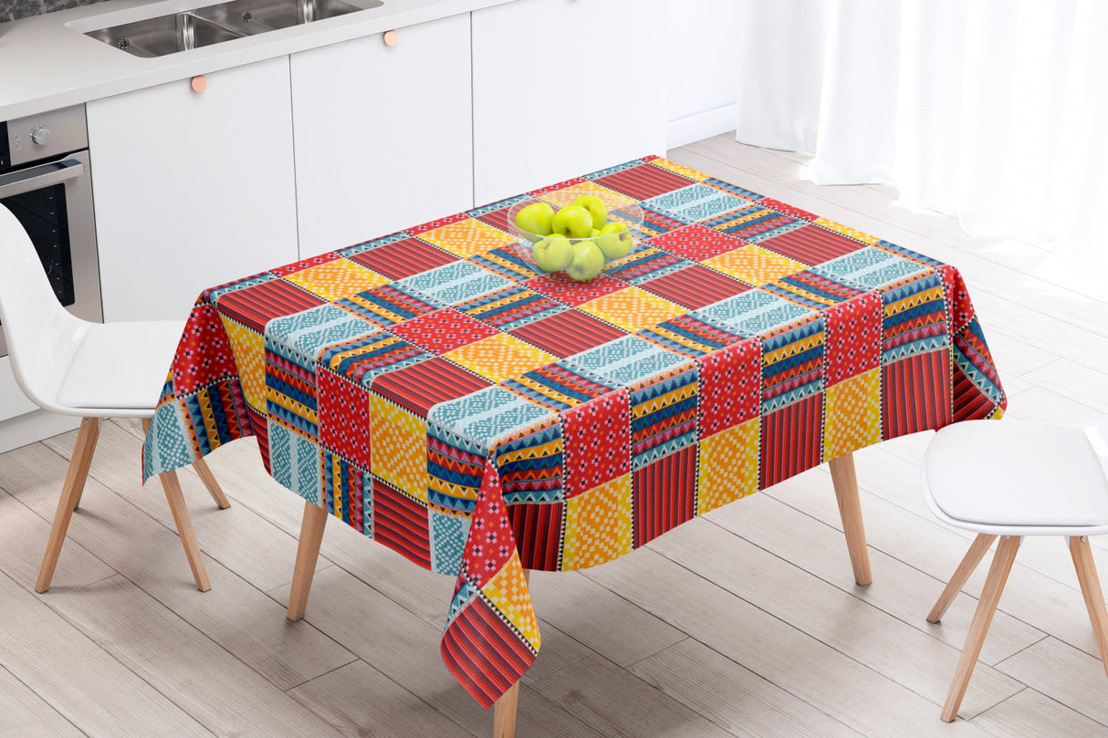 Cuzco Rød - Akryldug med mexicansk mønster - 155 cm bred