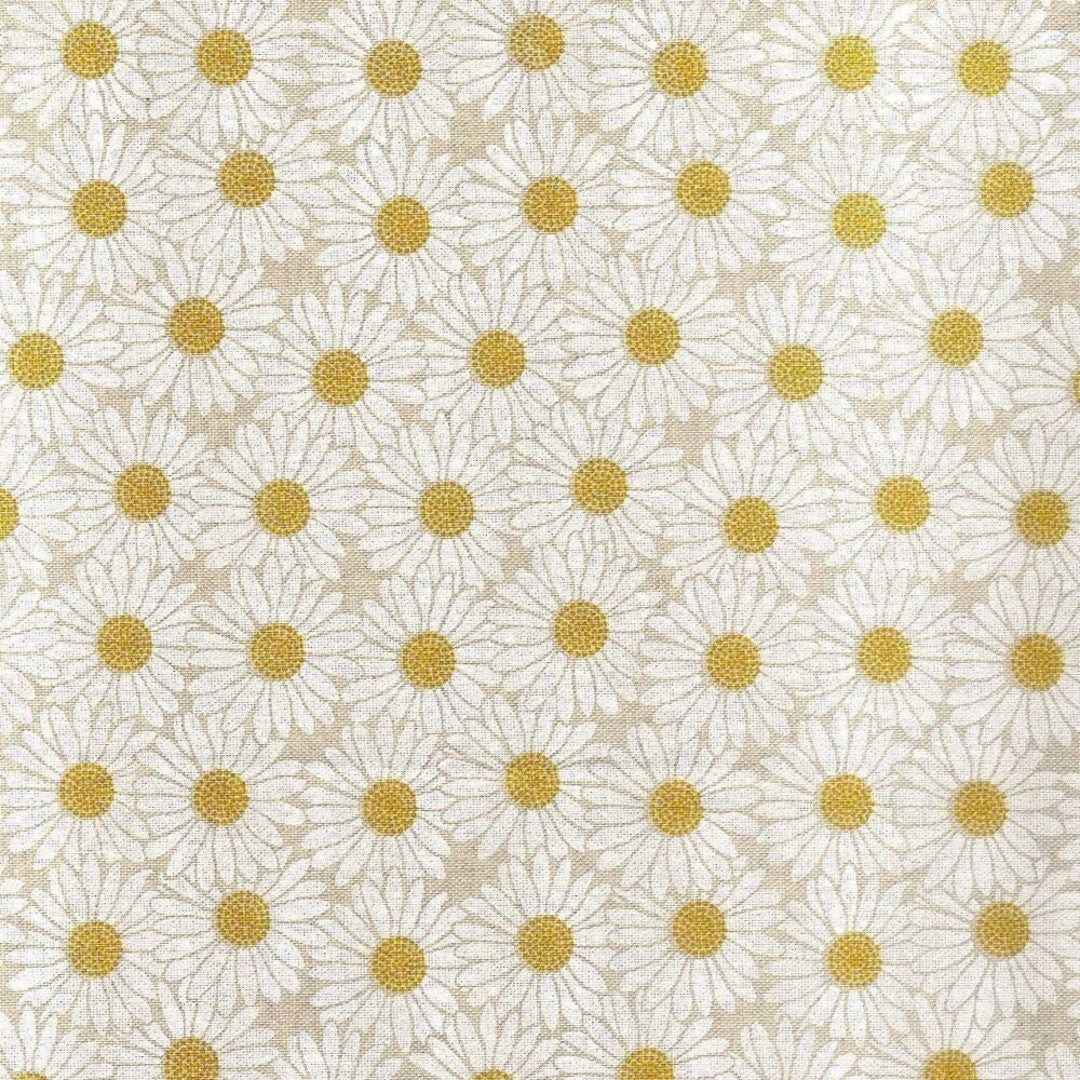 Daisy - Naturfarvet akryldug med hvide margeritter