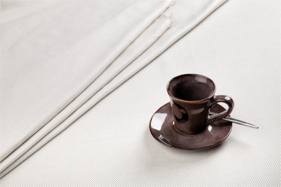 Opal - Leinenstruktur Ø 240 cm, rund damaskdug hvid