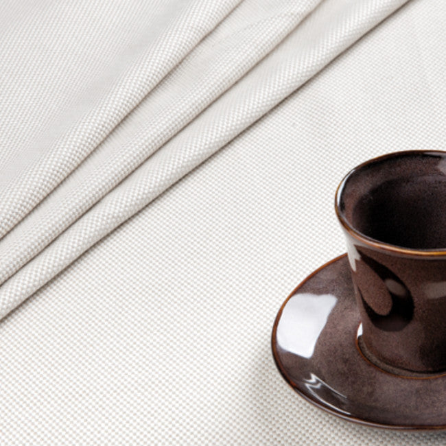 Leinenstruktur Ø 240 cm, rund damaskdug med hør struktur hvid