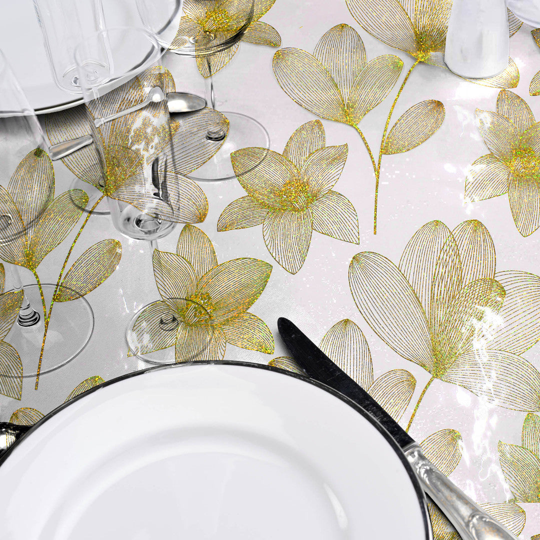 Danela Gold Glitter - Kraftig gennemsigtig voksdug, stregblomster og glittereffekt