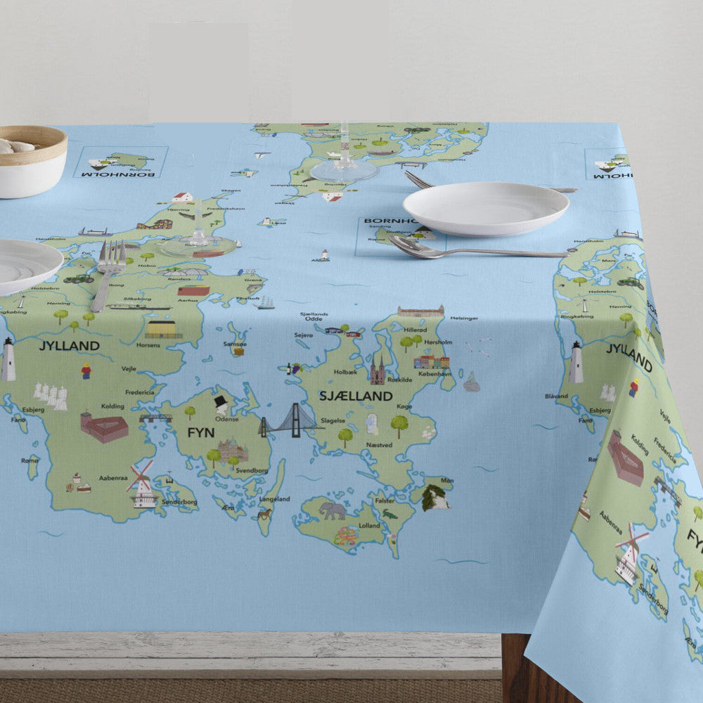 Danmarkskortet - Akryldug med byer og seværdigheder - Antiskrid