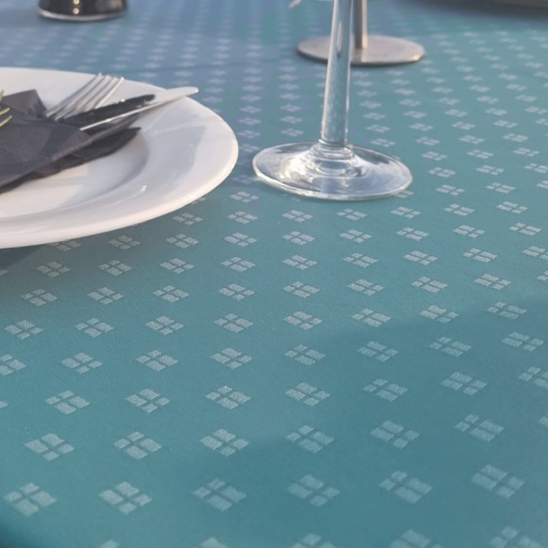 Dannebrog Grøn/blå - Elegant og festlig akryldug med antiskrid