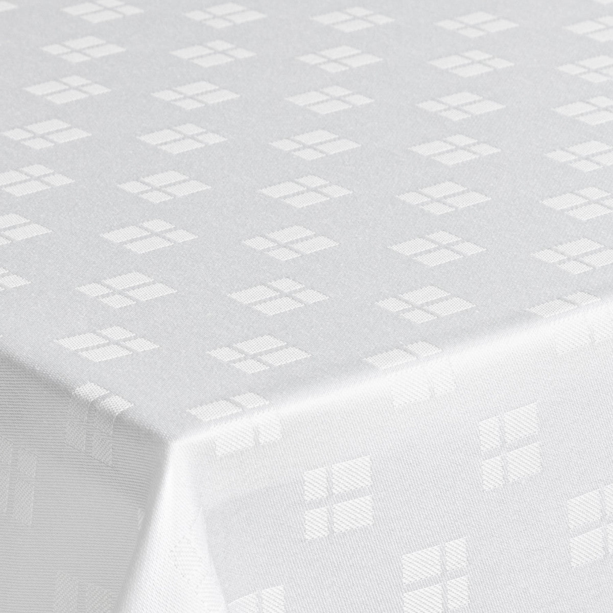 Dannebrog Hvid Ø 200 cm - Rund damaskdug med indvævet flag