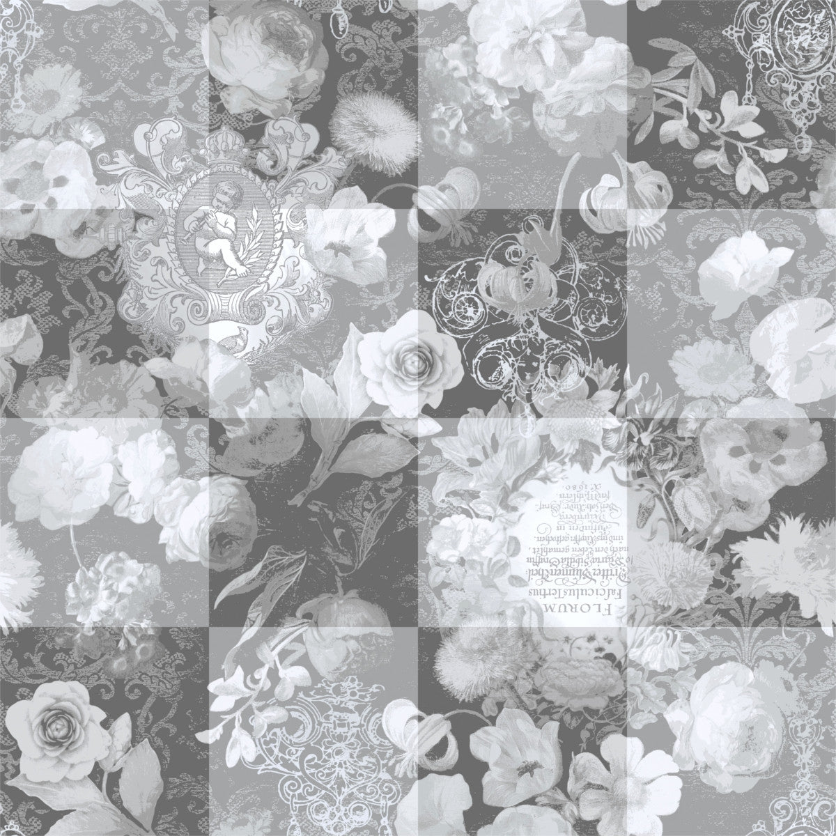 Dalington Grå. voksdug med roser i elegant let præget mønster