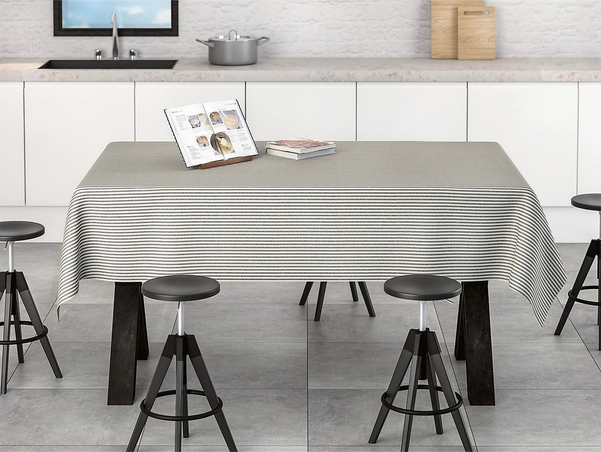 Degas Marino - Vævet retro akryldug med blå striber 140 cm bred