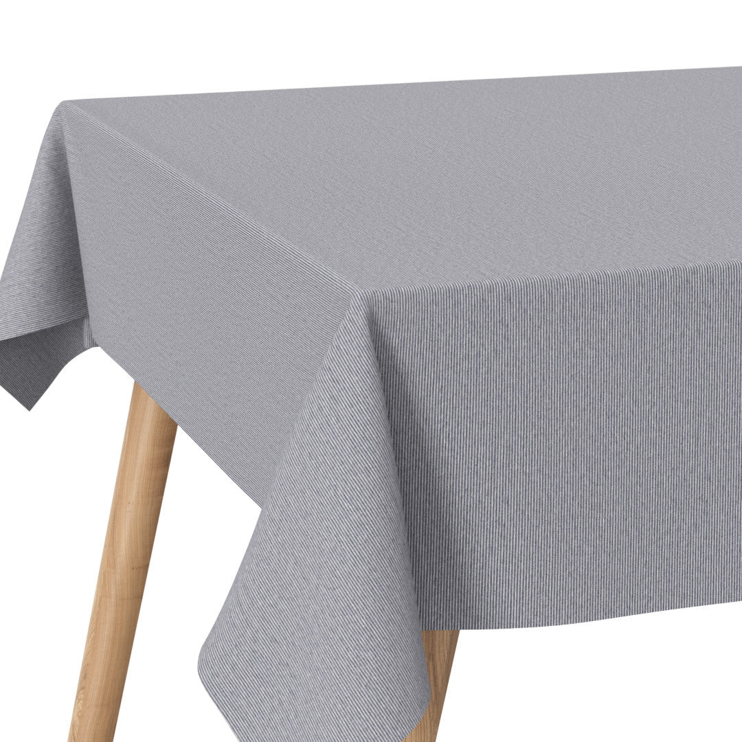 Den Nålestribede Blå - Hjørnebillede af akryldug i hør