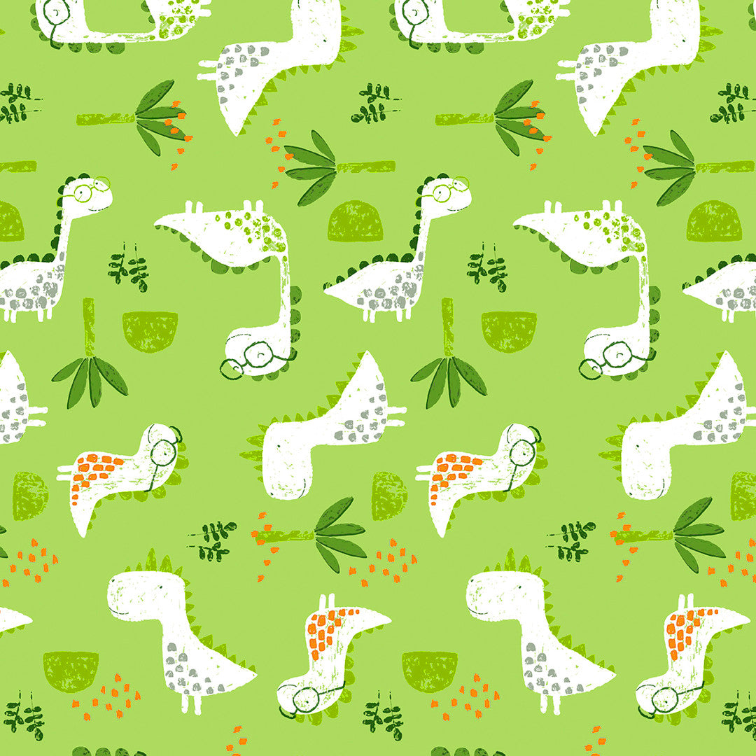 Dinocroc Grøn - Captain Cook voksdug med sjove dinosaurer