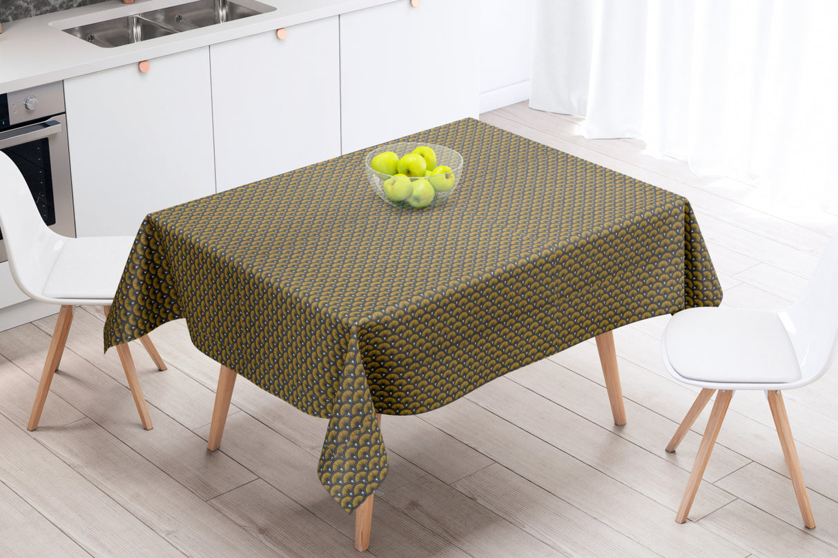 Doucet Mustard - Akryldug med flot grafisk mønster - 155 cm bred