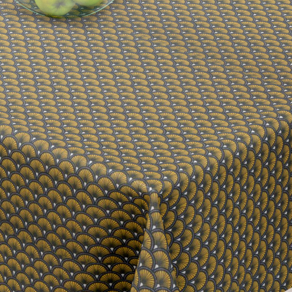 Doucet Mustard - Akryldug med flot grafisk mønster - 155 cm bred