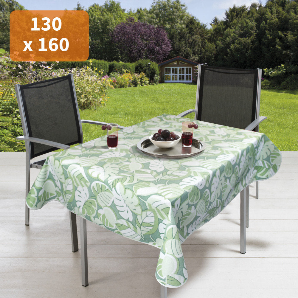 Tropical Leaves Green 130 x 160 cm - Rektangulær sommerdug til havebordet