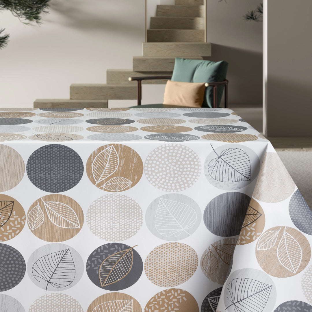 Efterårscirkler - Voksdug i bordopstilling med efterårsfarver