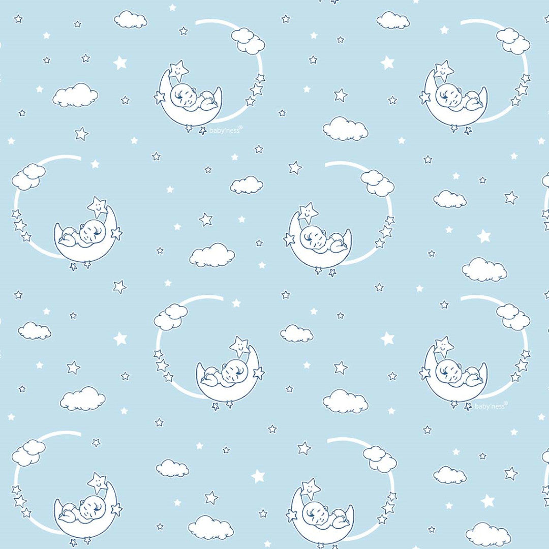 Elefantens vuggevise lyseblå - Voksdug med hørlook