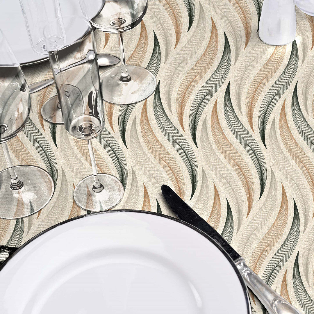 Elegant Flow voksdug med opdækning og sølvstænk