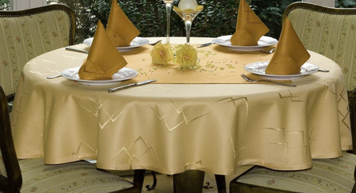 Eleganz Champagne Ø 160 cm, damask dug med teflon