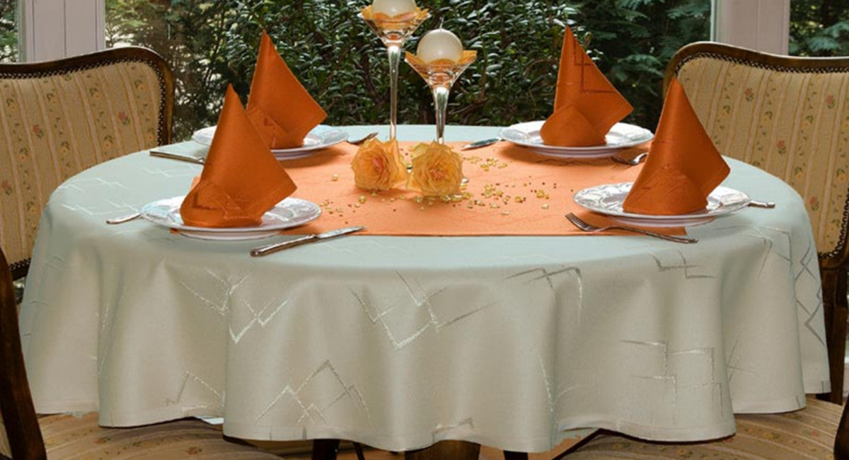 Eleganz Hvid Ø 160 cm, rund damask dug