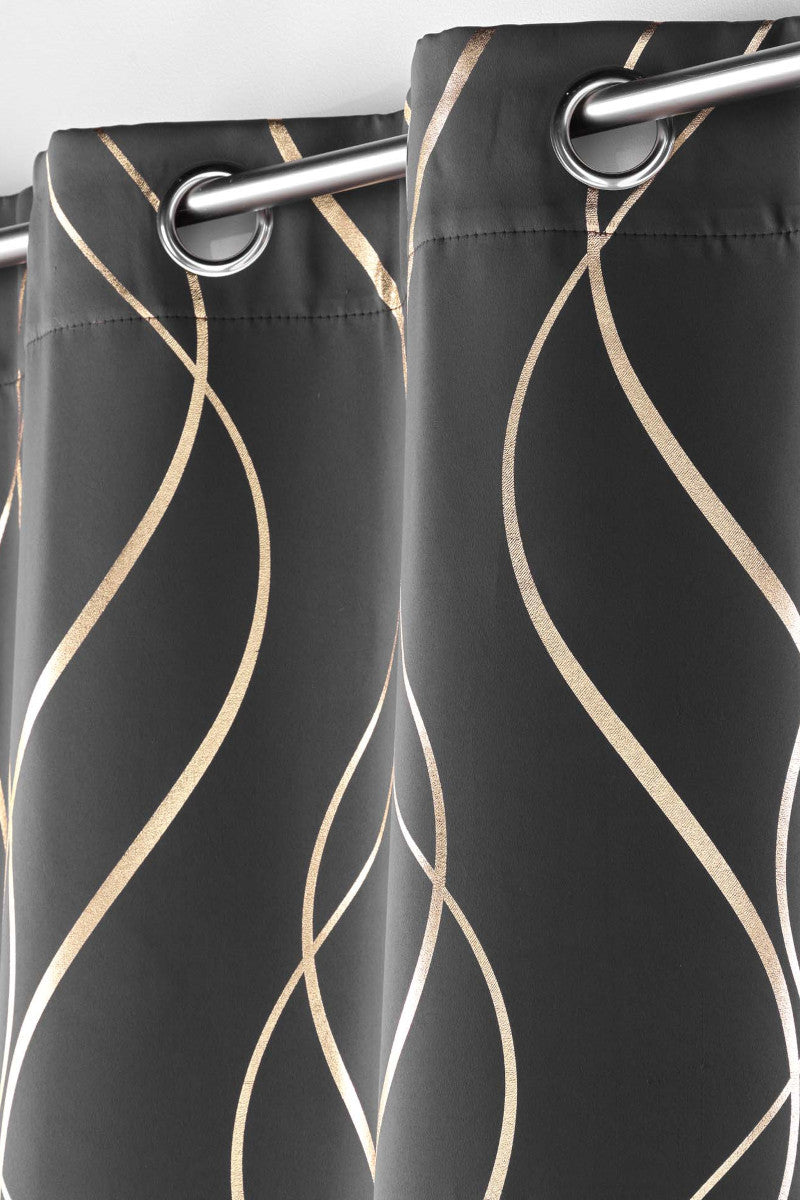 Elise Antracit Grå/Guld – Mørklægningsgardin 135 x 240 cm, ophæng