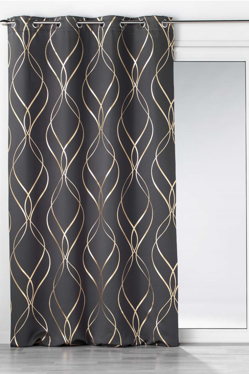 Elise Antracit Grå/Guld – Mørklægningsgardin 135 x 240 cm