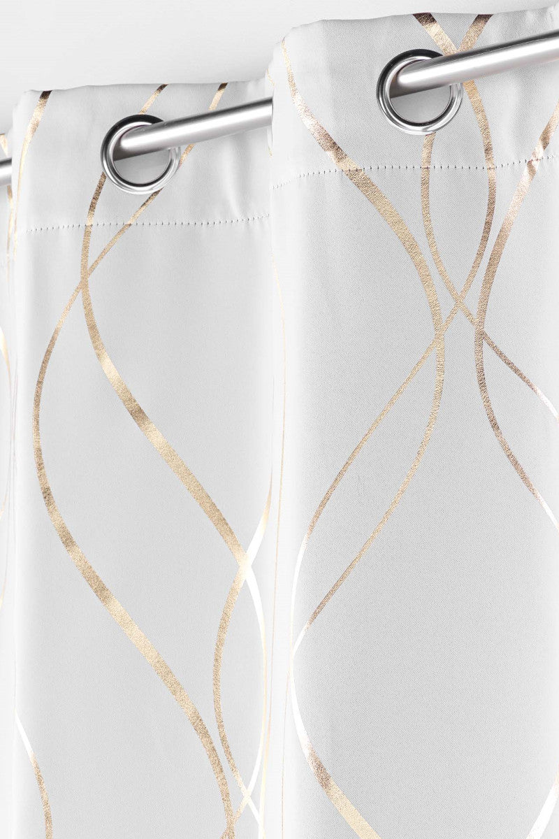 Elise Hvid/Guld – Mørklægningsgardin 135 x 240 cm, nærbillede