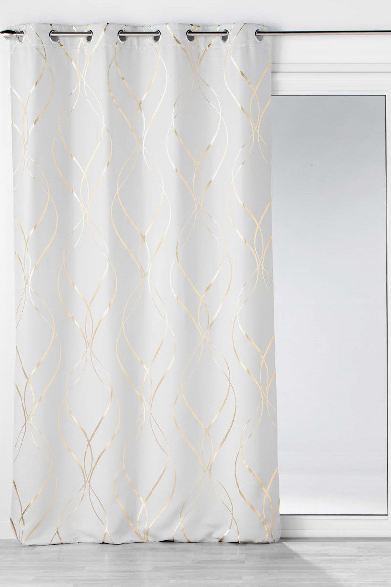 Elise Hvid/Guld – Mørklægningsgardin 135 x 260 cm