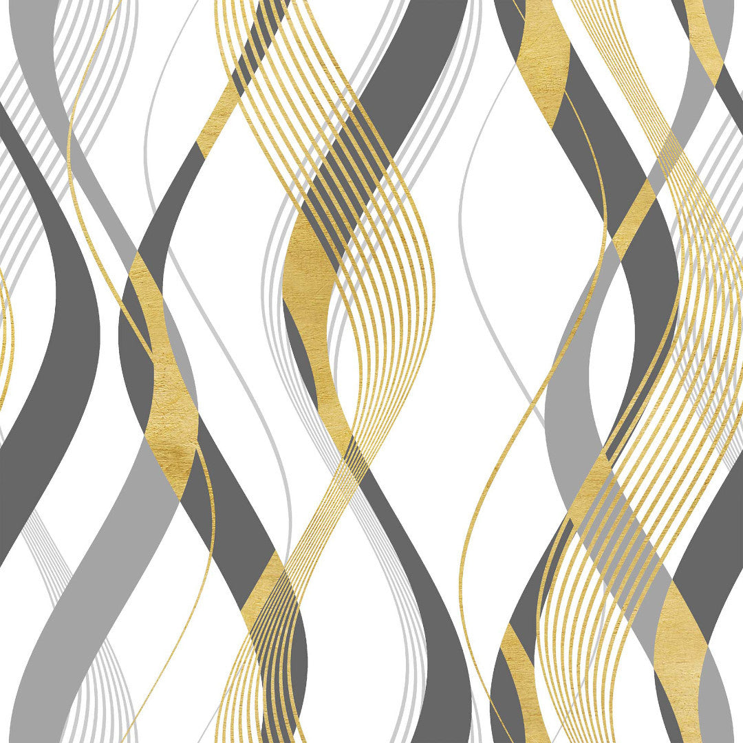 Elite - Gennemsigtig voksdug med bølgemønster i grå og guld