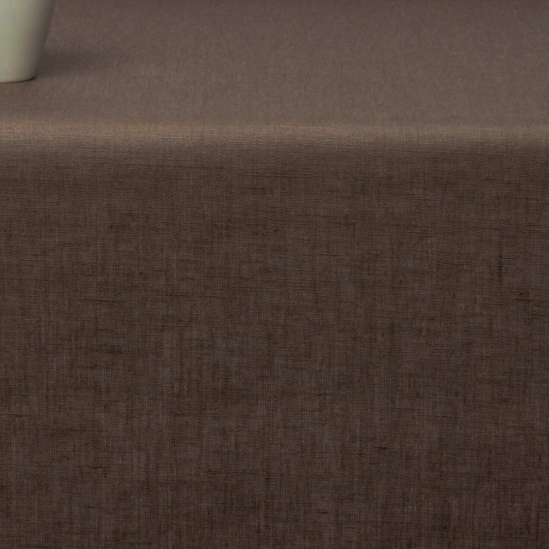 Ensfarvet akryldug i 100% hør - 140 cm bred - Brun