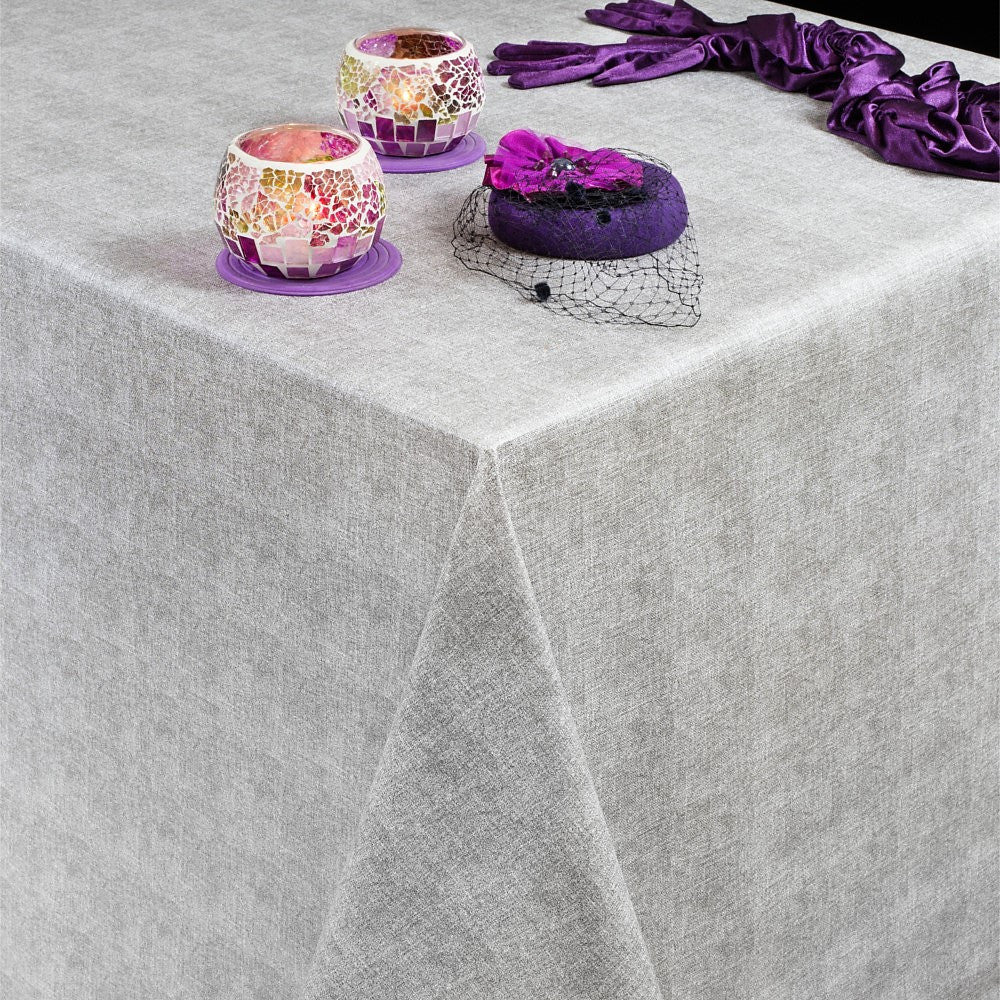 Ensfarvet hørlook i grå, voksdug med let præget overflade