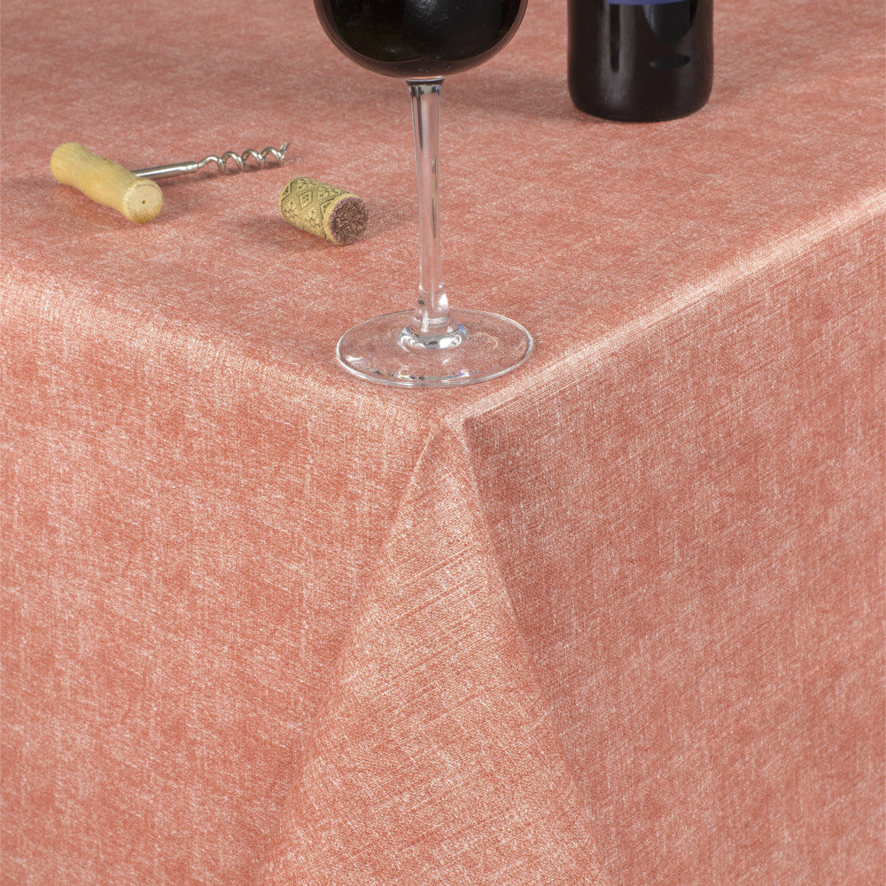 Ensfarvet hørlook i laksefarve, voksdug med let præget overflade