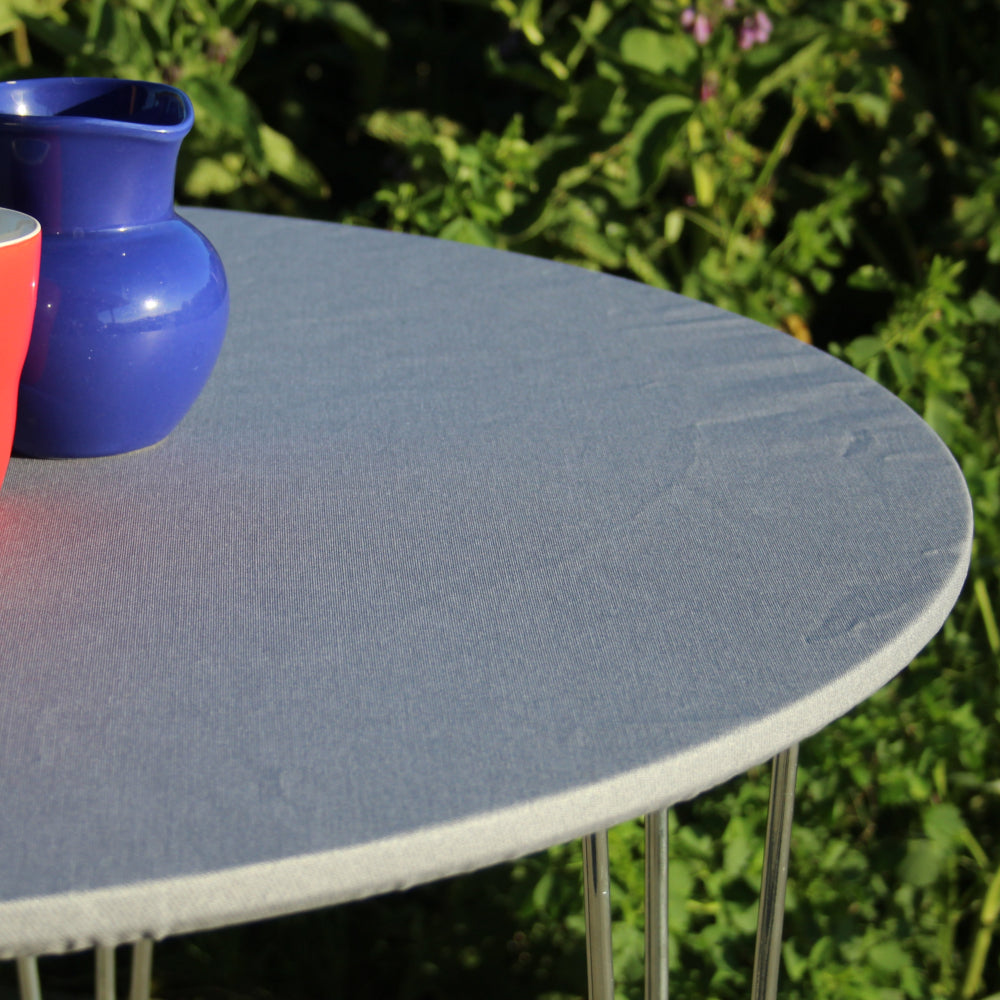 Ensfarvet akryldug grå - rund akryldug med elastikkant - Til bord Ø 60 - Ø 170 cm