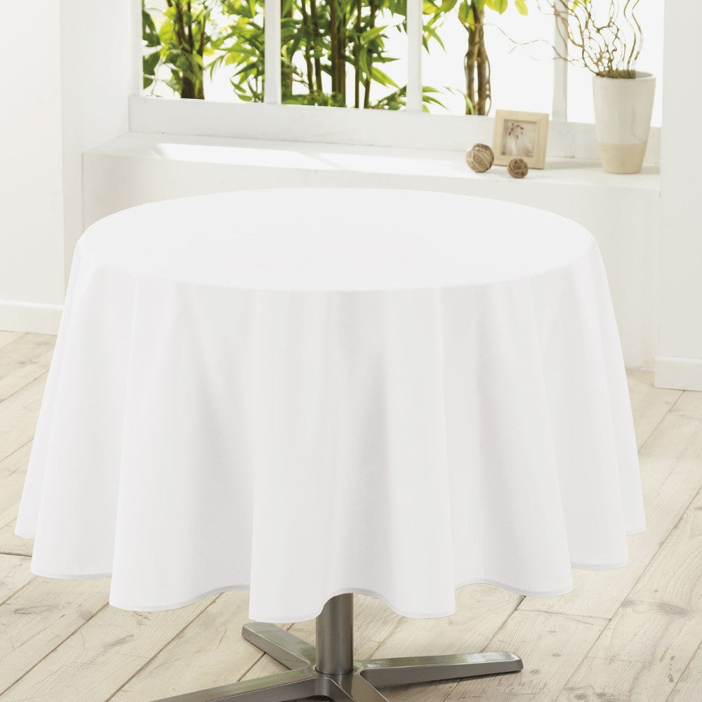 Essentiel - hvid, ensfarvet rund dug med anti-plet Ø 180 cm