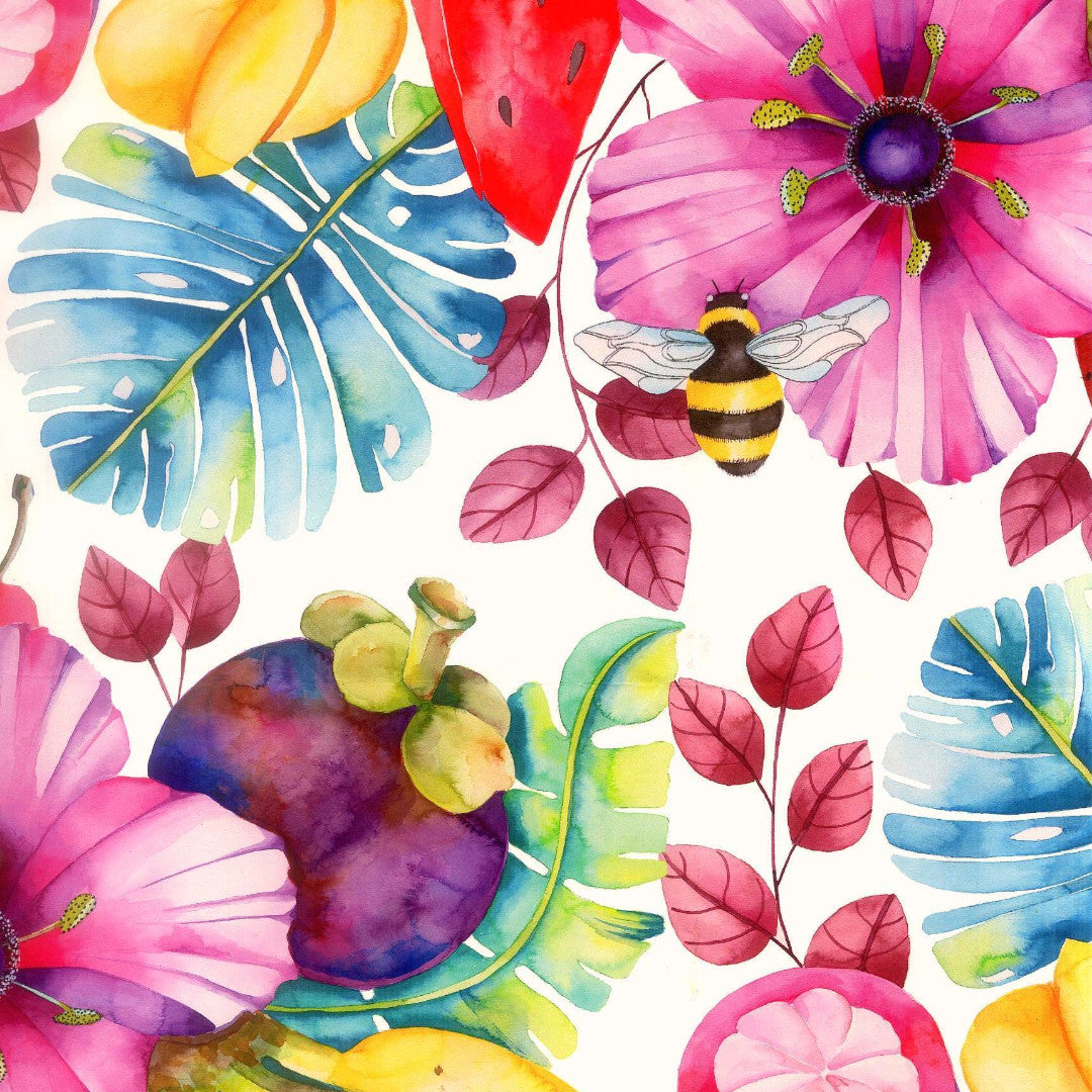 Estate ai tropici - Akryldug med med frugter og blomster