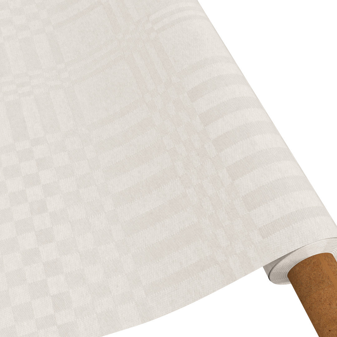 Estratela - Klassisk akryldug i offwhite med elegant ternet mønster og antiskrid