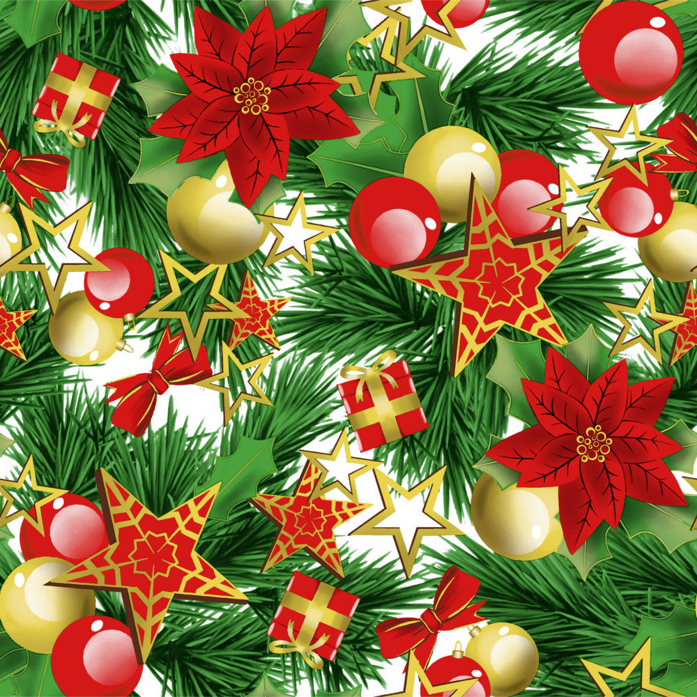 Estrella Christmas Time - Juleakryldug med gran, julekugler, sløjfer og pakker