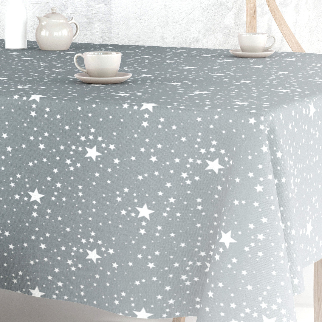 Etoiles Silver - Julevoksdug i grå/sølv med hvidt stjernemønster