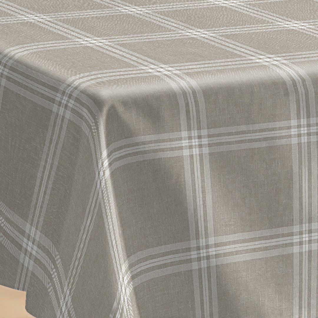 Fade Taupe - Voksdug med tern i flot hørlook, hjørne