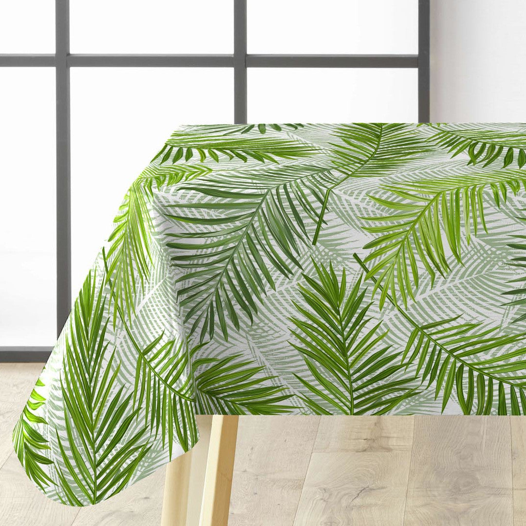 Feuilles Green - Voksdug med smukke grønne palmeblade, hjørnebillede